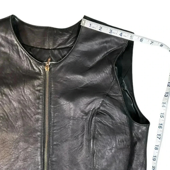 Michael Joseph Soft Leather Vest Black Size Large Collarless U Neckline Women's - Picture 12 of 12
